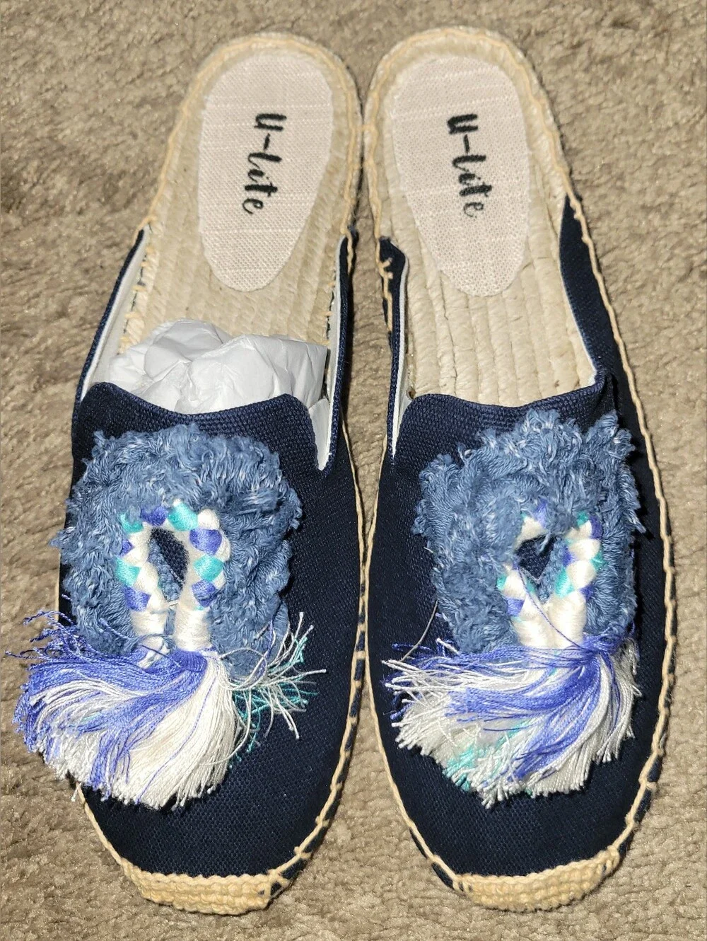 Luxe Navy Espadrille Slip-On with Decorative Tassels